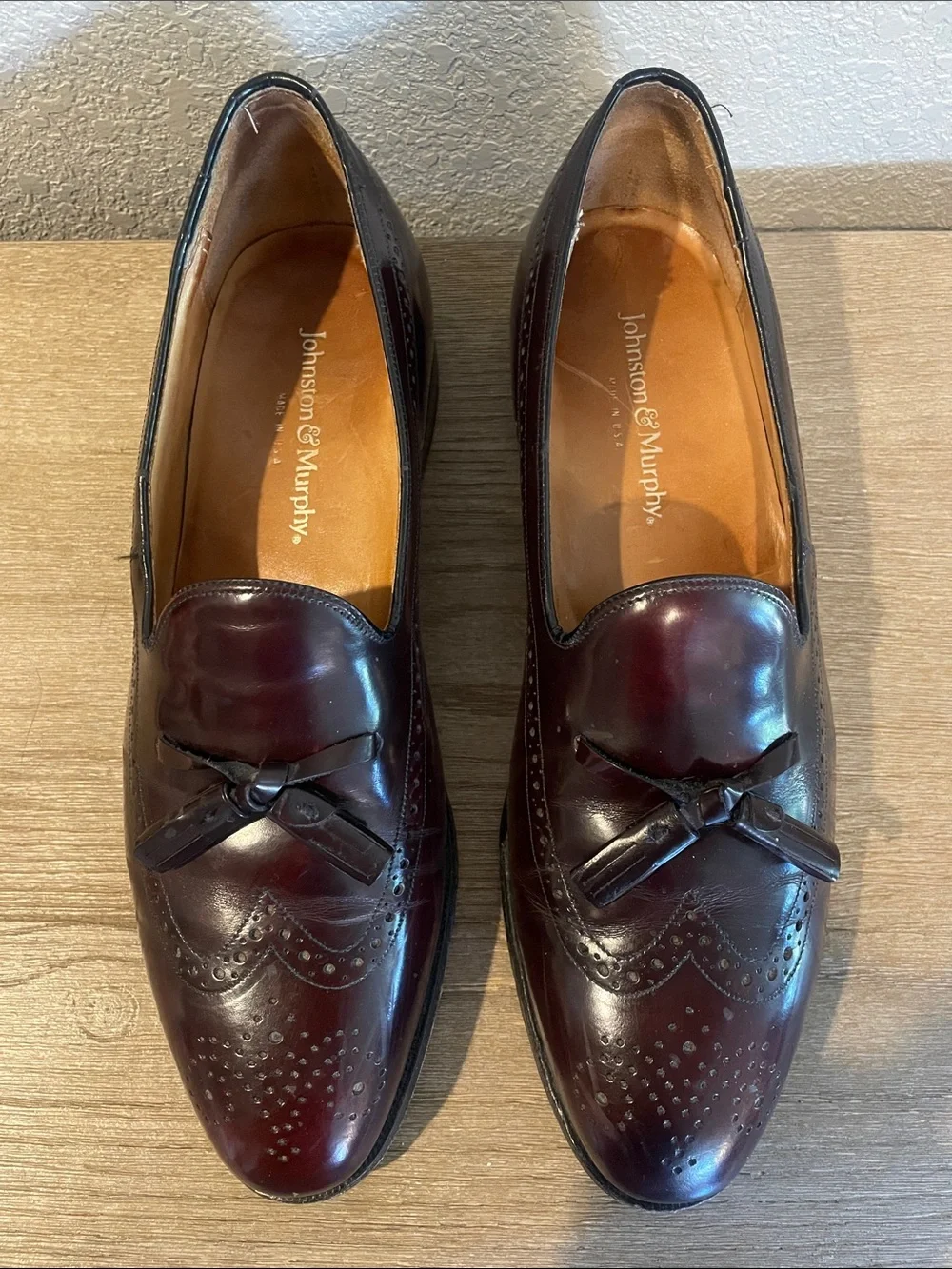 Johnston Murphy Burgundy Wingtip Tassel Oxford Dress Shoes